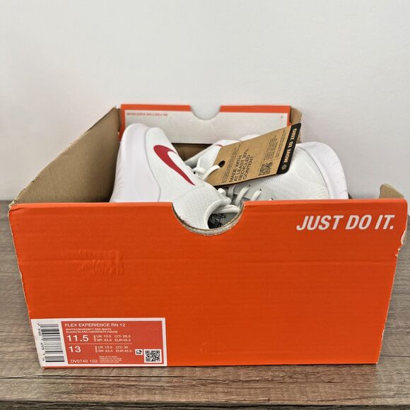 Size 11.5 – Nike Flex Experience Run 12 White/University Red DV0740-102 - Picture 9 of 10